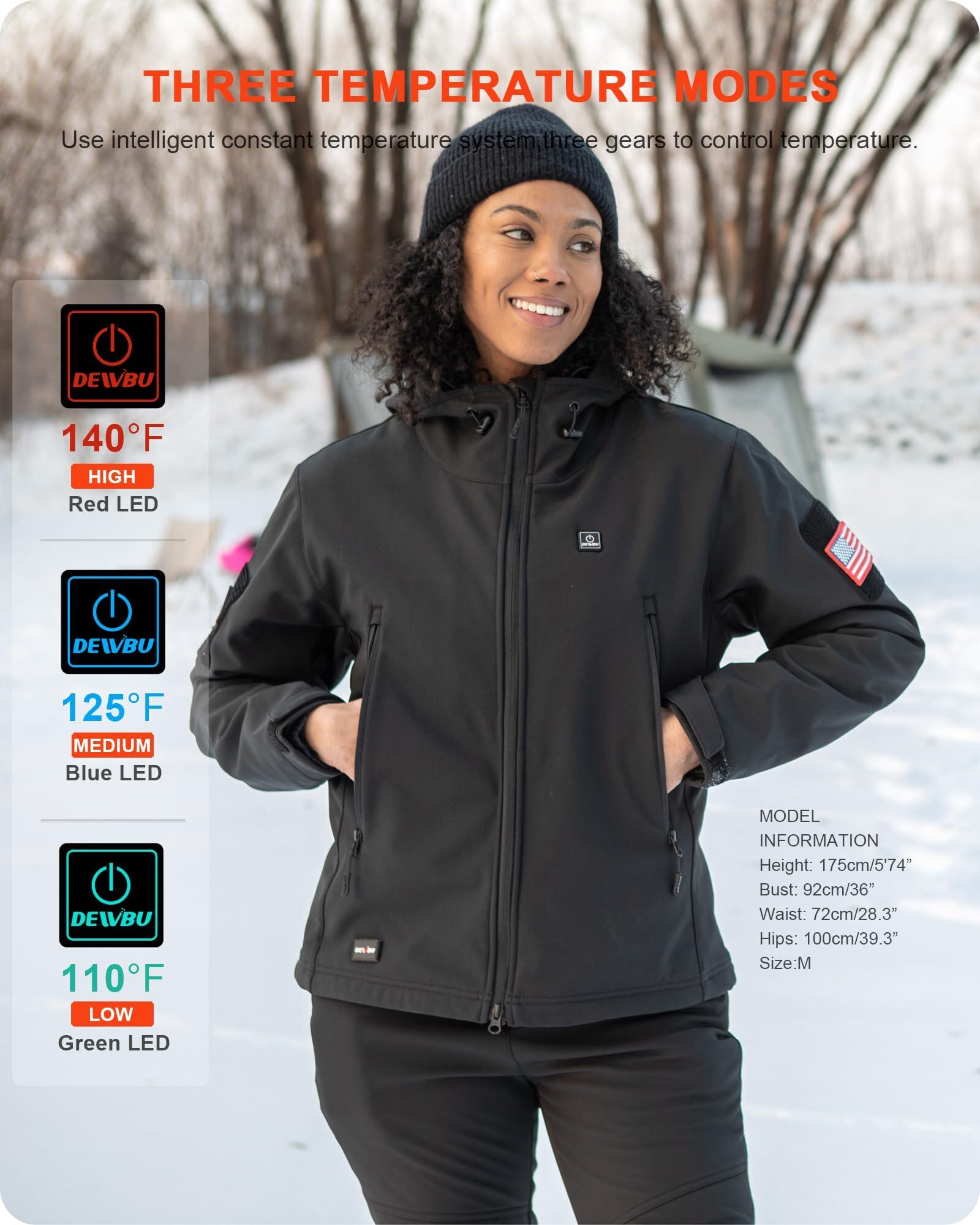 DEWBU folded-hat feature adds versatile warmth with compact carry option.