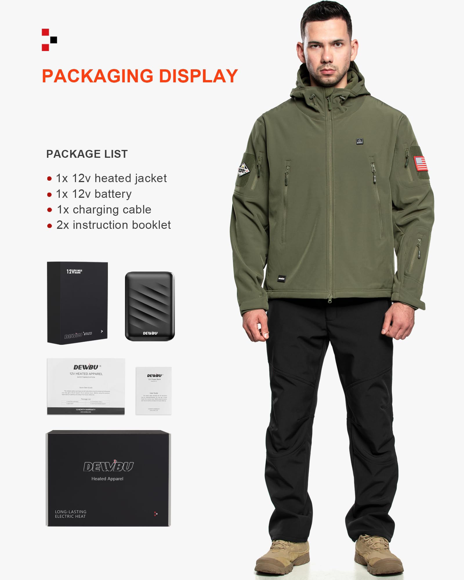 DEWBU heated jacket foldable hat feature for versatile coverage in cold weather