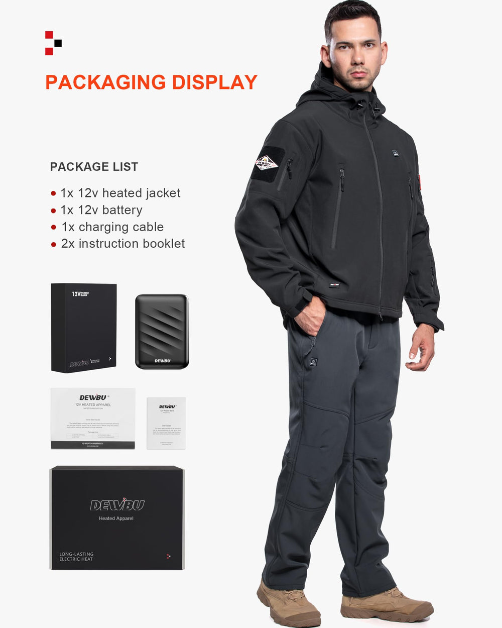 DEWBU jacket zipper detail shows durable soft shell