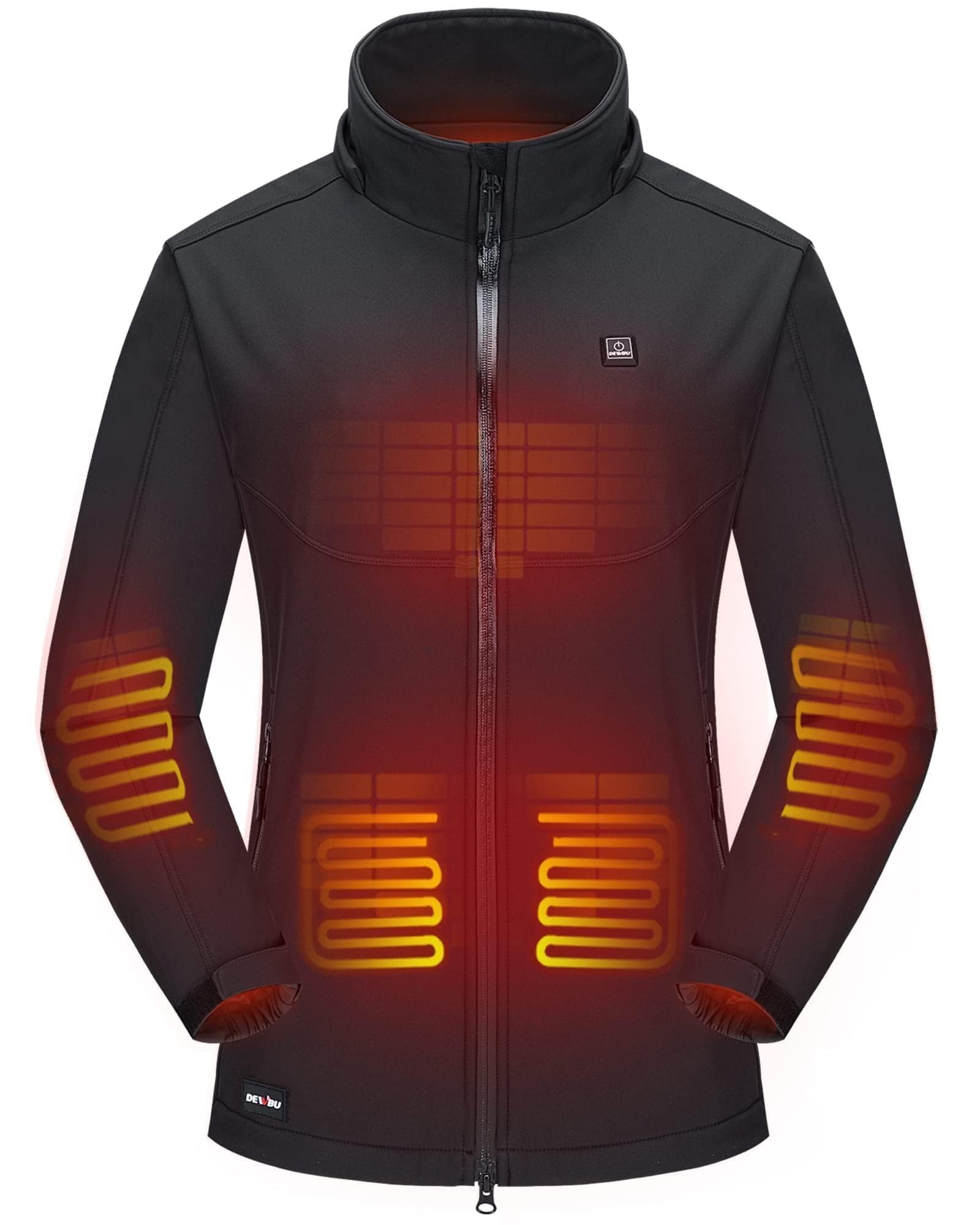 DEWBU Soft Shell Heated Jacket front view keeps you warm during chilly commutes