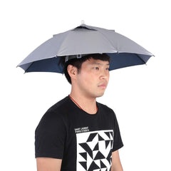 DEWIN foldable umbrella hat worn with adjustable headband