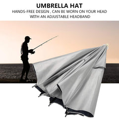 Collapsed umbrella hat folded compactly for storage