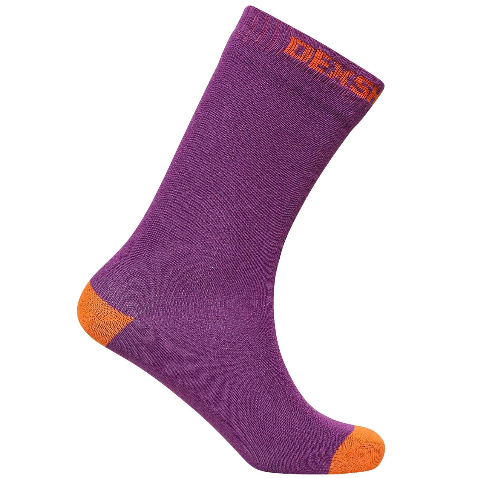 DexShell Ultra Thin Crew Sock purple orange, waterproof and breathable for outdoor wear.