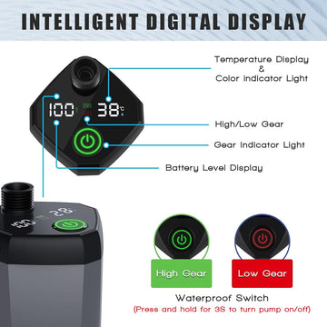 DEYOT portable shower LED display shows battery and temperature for informed use
