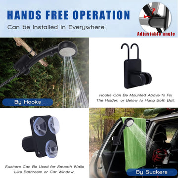 DEYOT portable shower water suction hose helps conserve water while camping