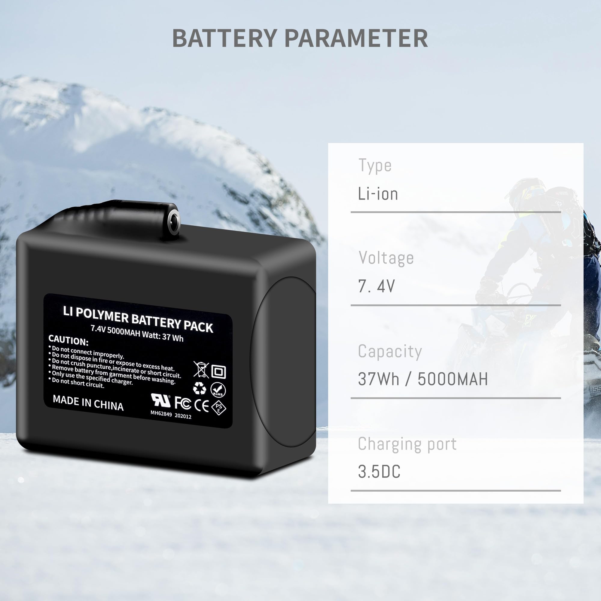 DFTIM 2pack battery side view — slim profile for easy wear