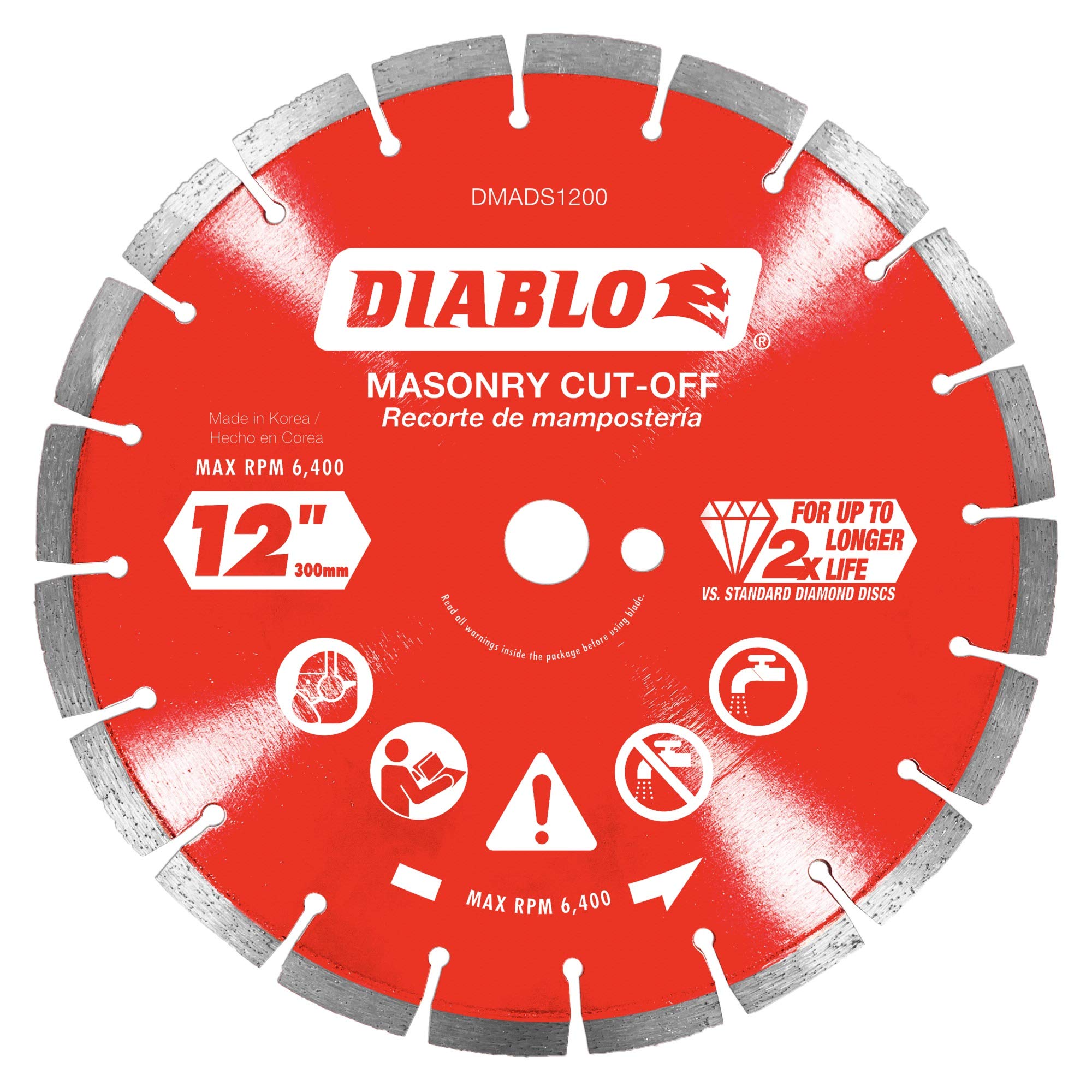 Diablo 12in diamond segmented masonry blade for fast, smooth concrete cutting