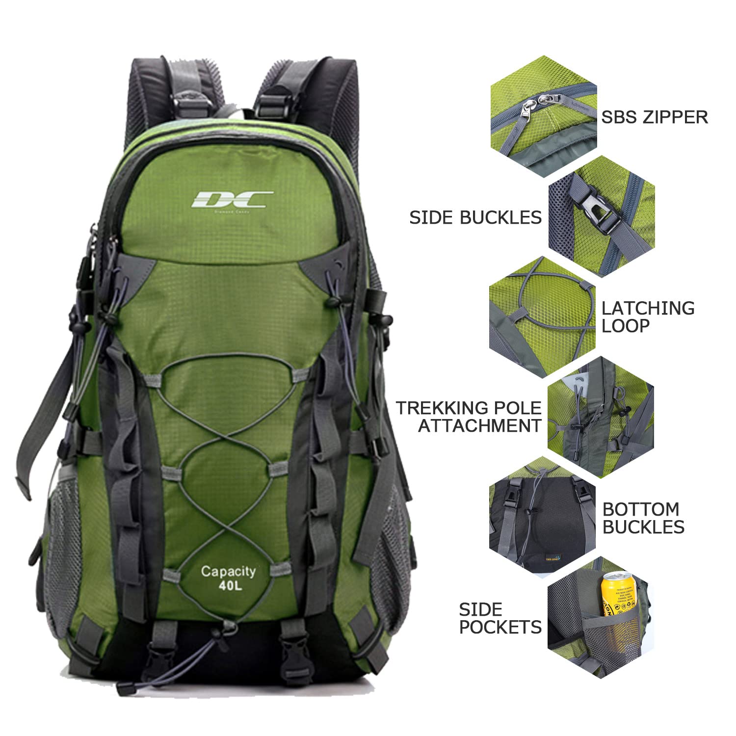 Diamond Candy waterproof hiking backpack rain cover stowed demonstrates ready protection for sudden downpours