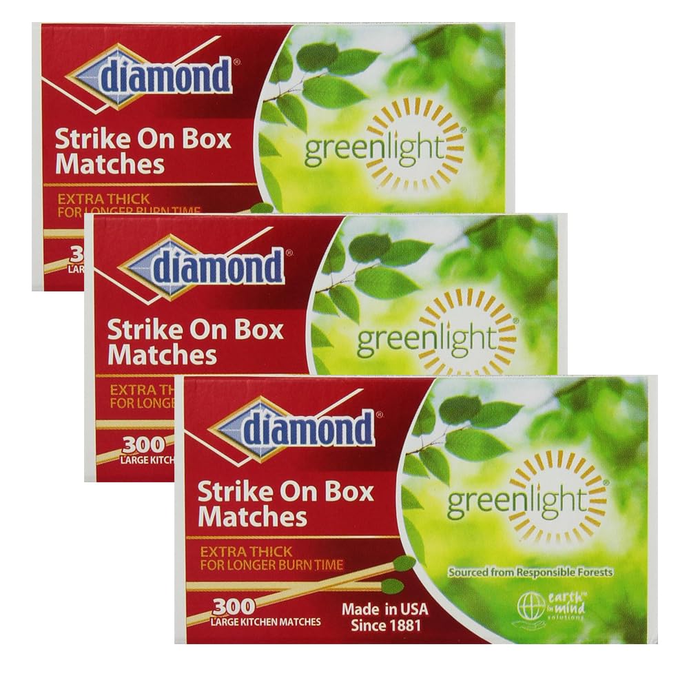 Diamond Greenlight long-reach matches designed for easy fireplace lighting