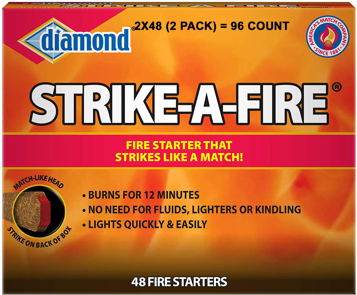Diamond Strike-A-Fire Starters ideal for backyard campfires and warm evenings.
