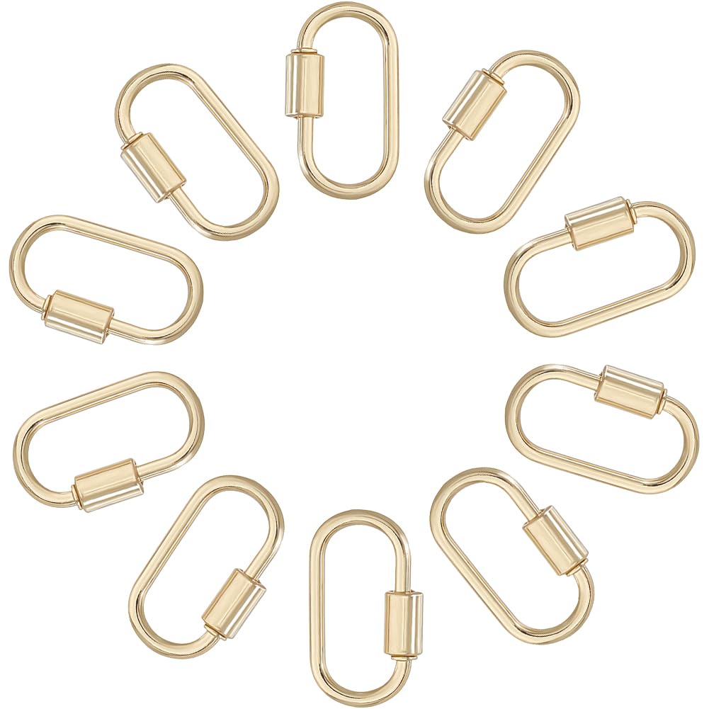 DICOSMETIC oval screw-lock carabiner in gold for secure keychains and crafted jewelry projects