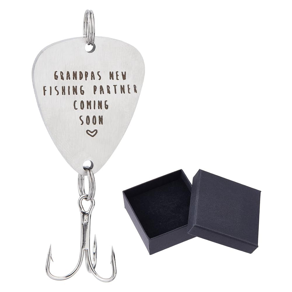 DICOSMETIC pregnancy announcement fishing hook, a meaningful heart-shaped keepsake for the future grandpa.