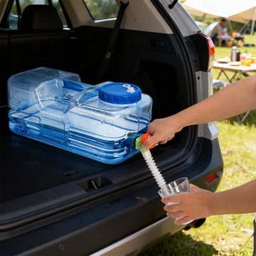 Dicunoy 2.6 gallon water container features thick, durable plastic for rugged outdoor use.