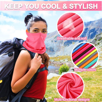 Didaey one-size neck gaiter demonstrates elastic fit for most adults.