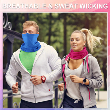 Didaey neck gaiter offers sun and dust protection during outdoor use.