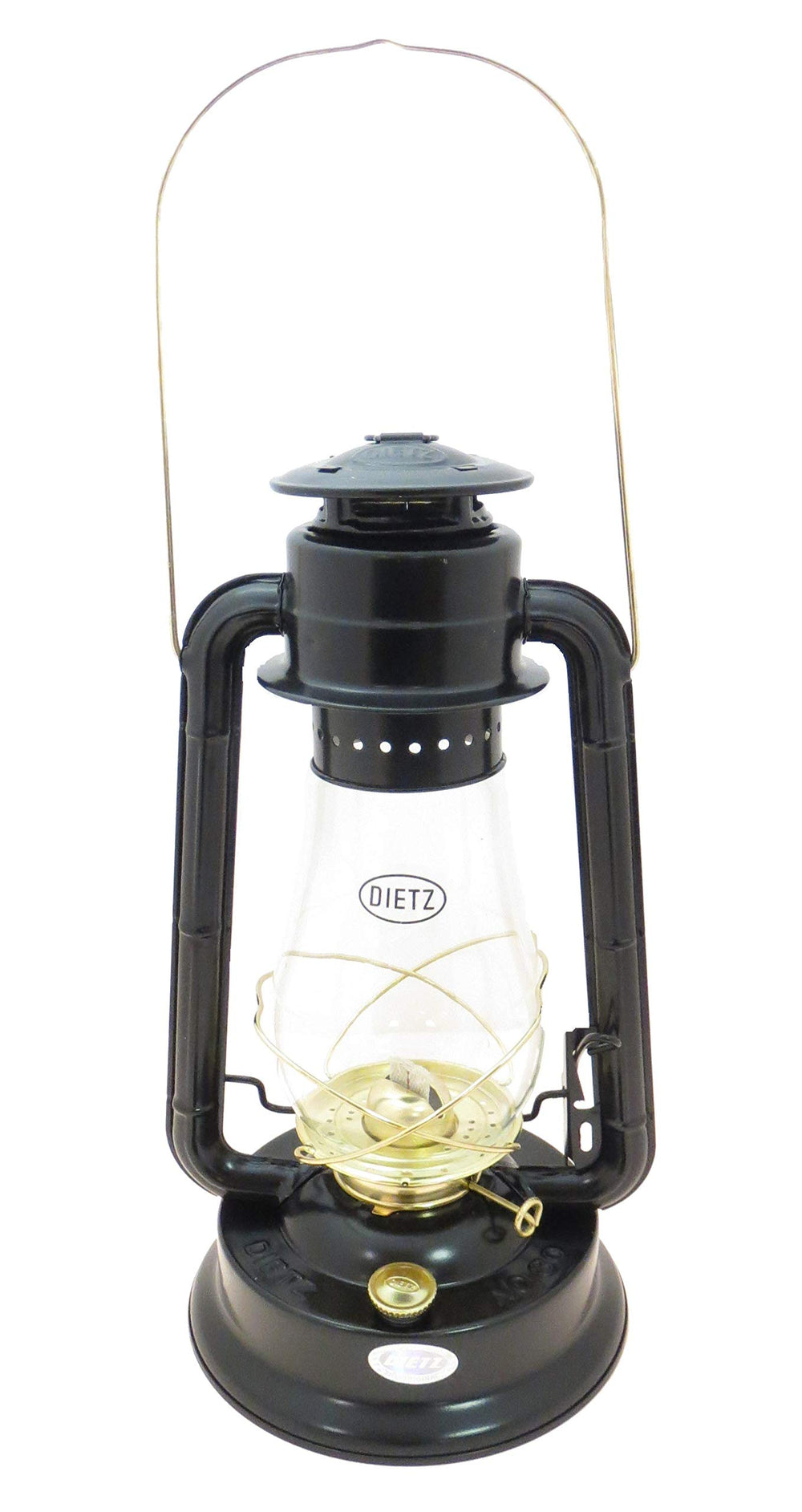 Dietz #80 Blizzard lantern side profile highlighting compact silhouette and reliable oil flame for camping.