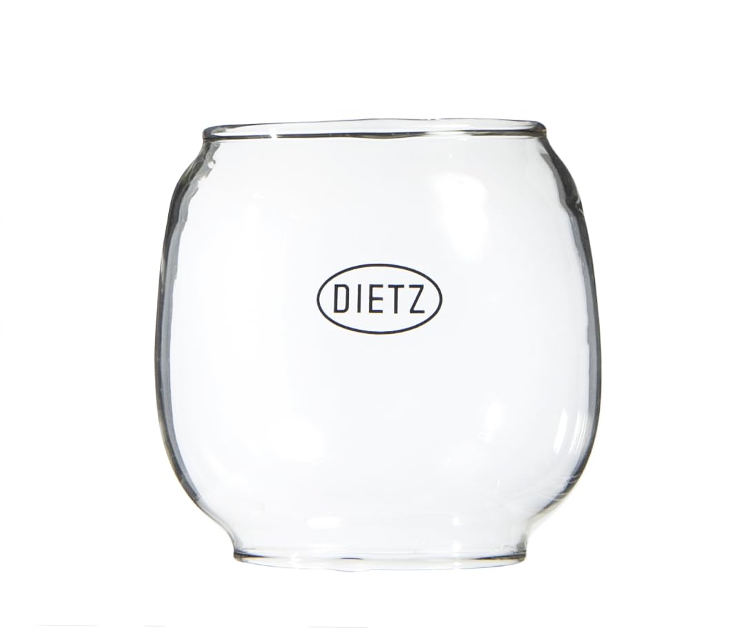 Dietz Little Wizard replacement globe shown from the side with clear glass for authentic restoration.
