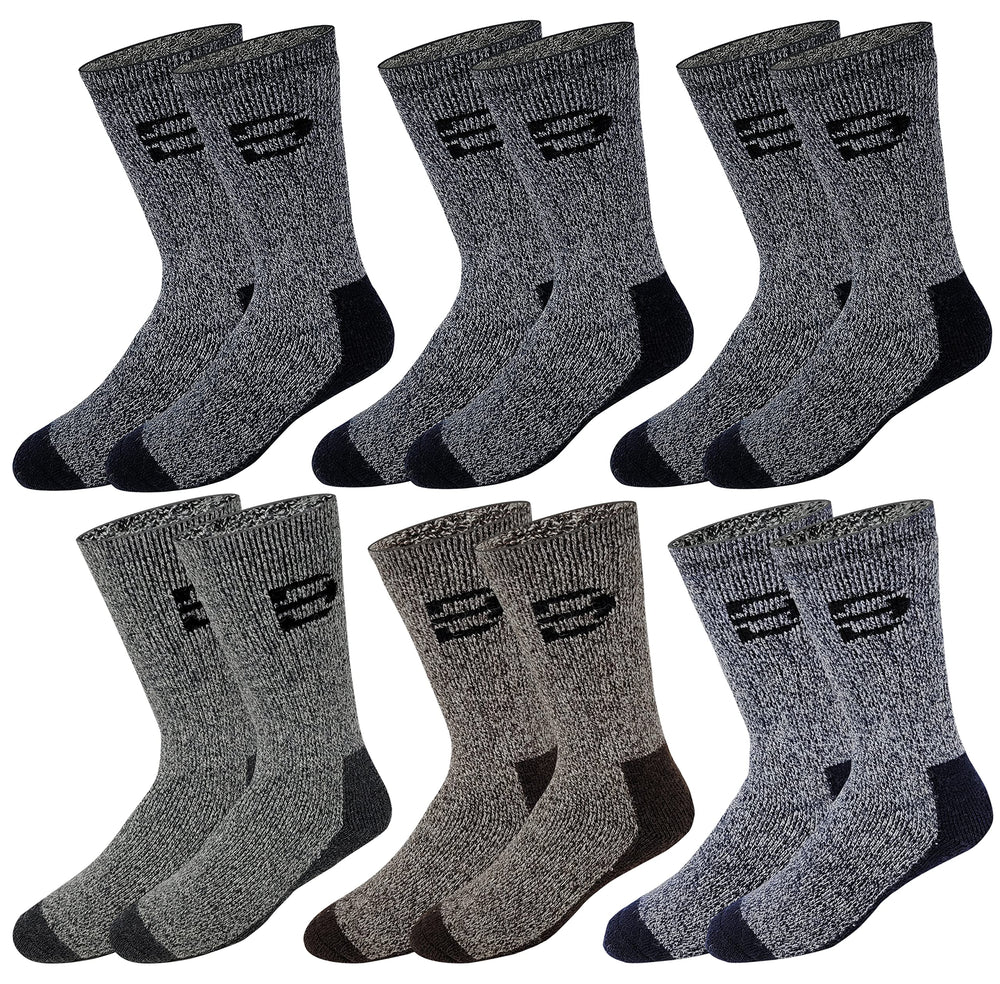 Different Touch heavyweight merino boot socks six-pack, angled shot for outdoor warmth.