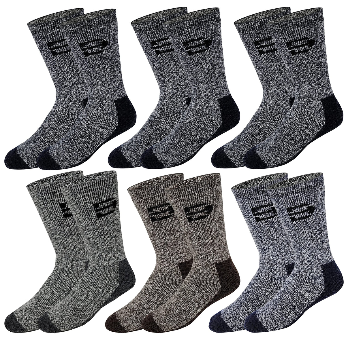 Different Touch heavyweight merino boot socks six-pack, angled shot for outdoor warmth.