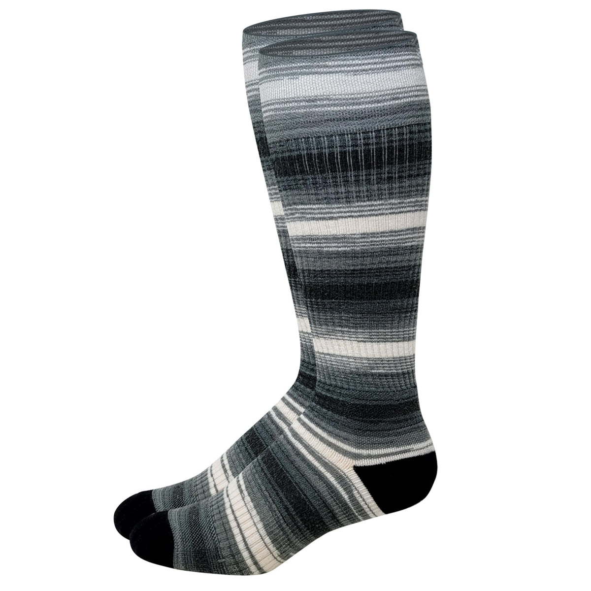 Different Touch outdoor wool knee-high socks provide warmth for hiking and winter adventures.