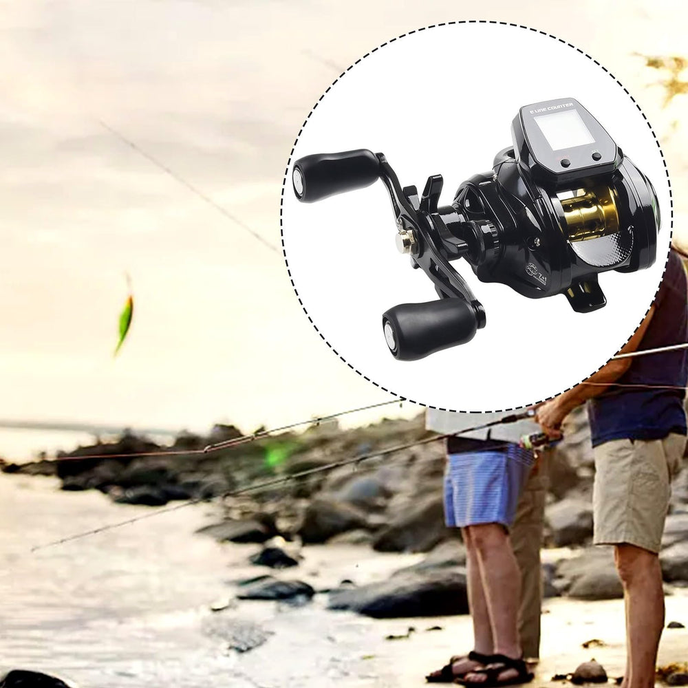 Left-handed version of the digital baitcasting reel in black finish.