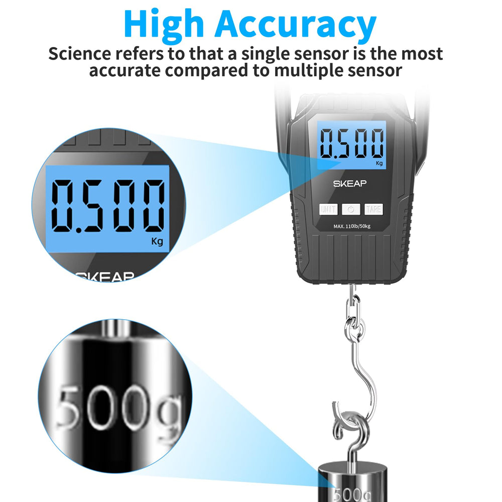 Premium stainless steel hook on luggage and fish scale