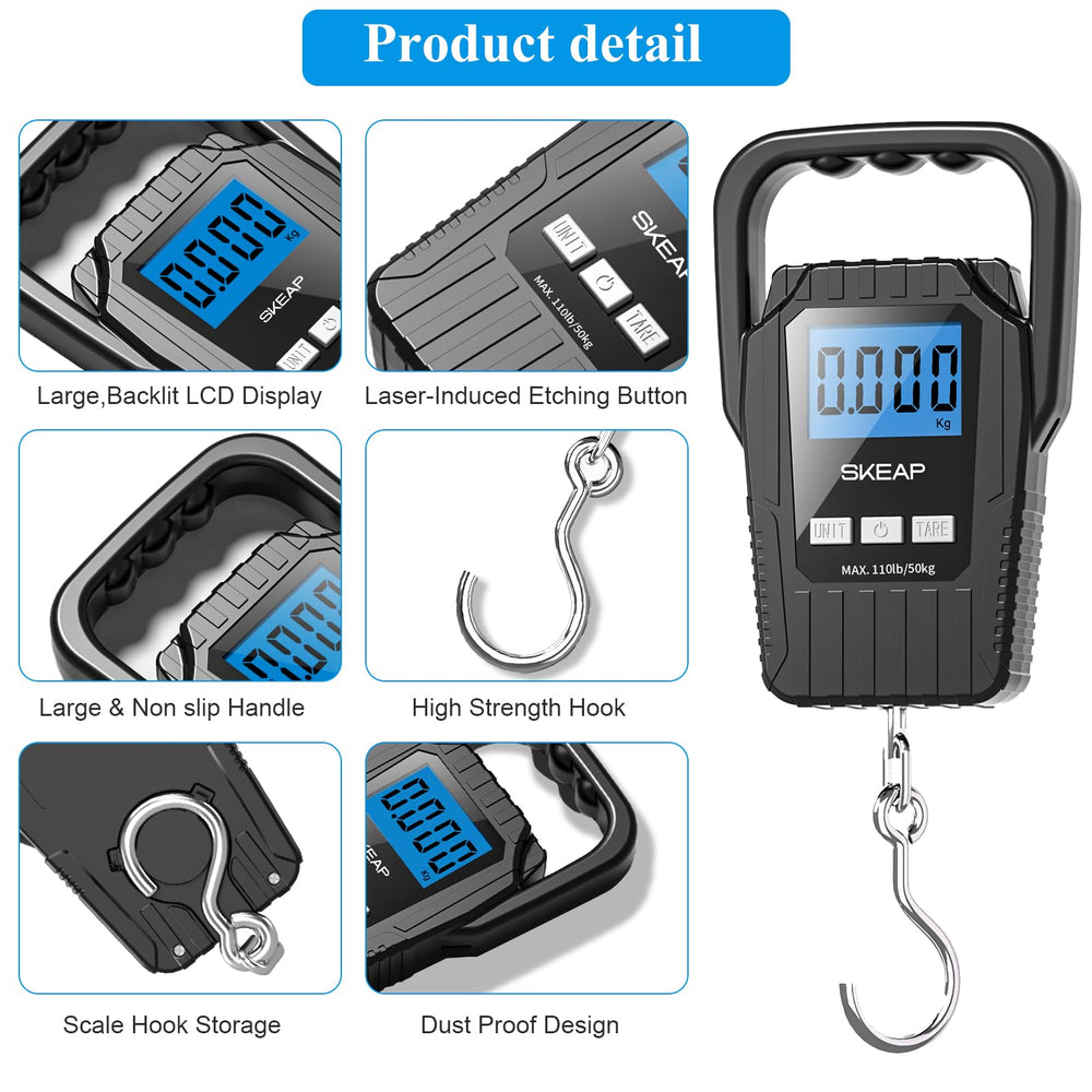 Outdoor portable fish scale with blue LCD backlight