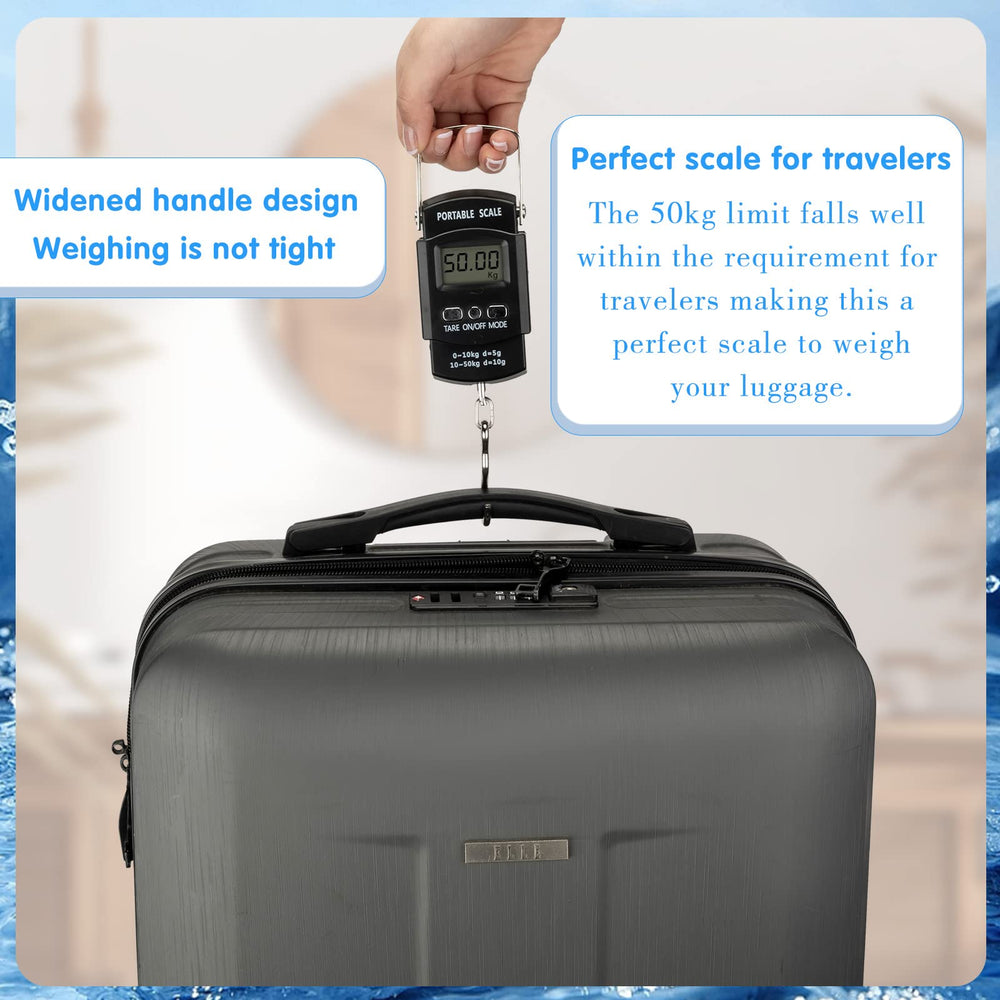 Usage scenario: weighing luggage and fishing gear with 110 lb capacity