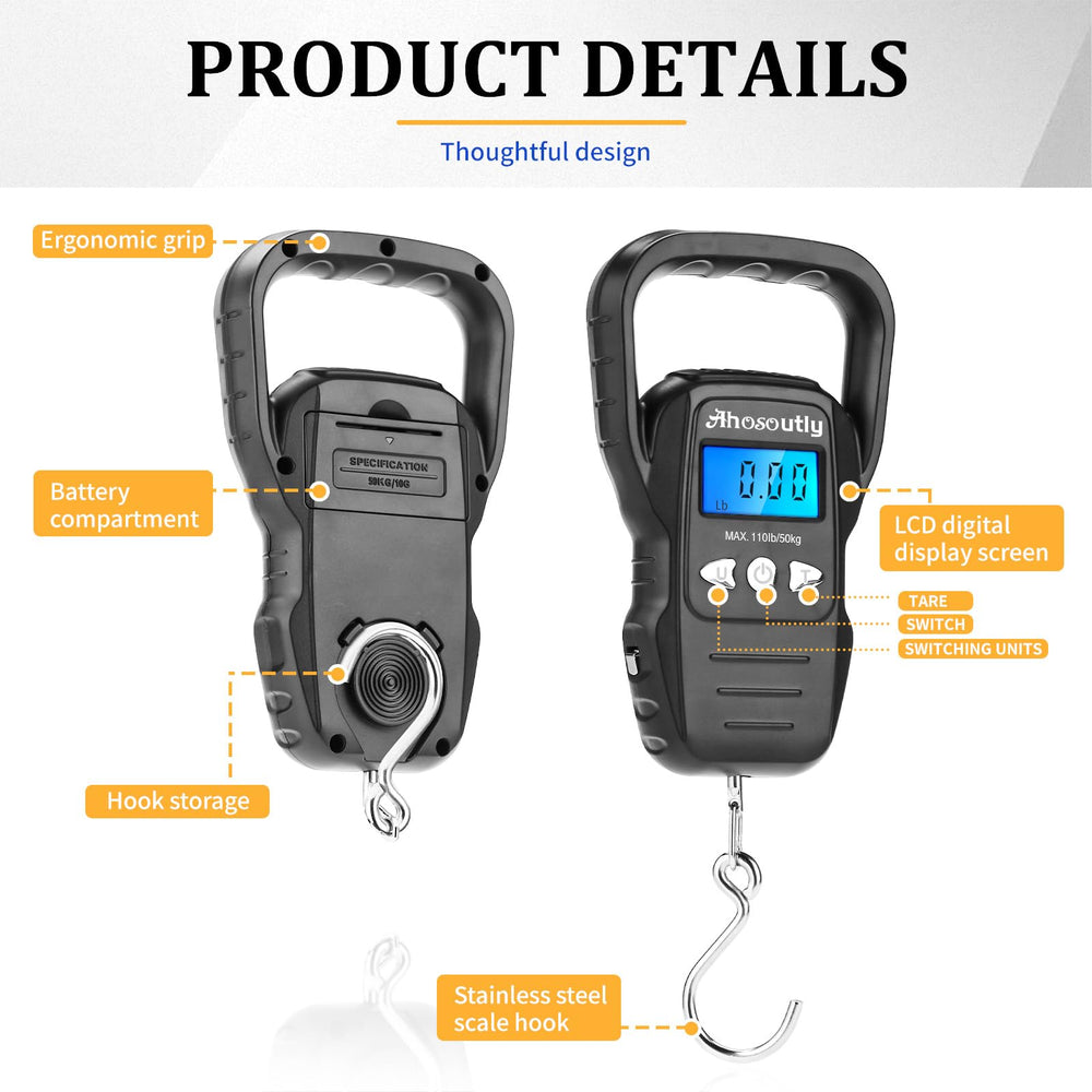 Digital fish scale with built-in measuring tape