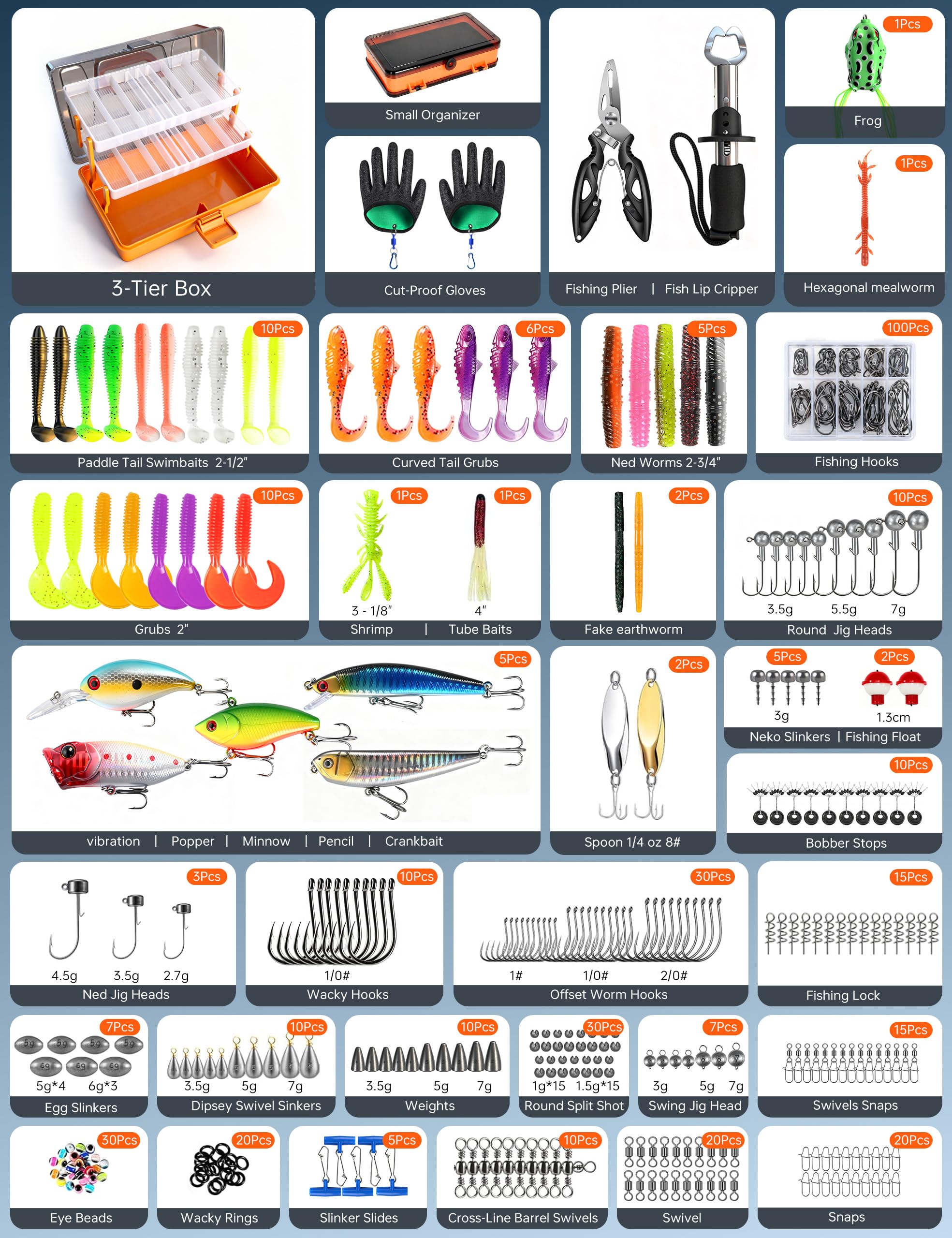 DIGOAKO 417-piece kit ready to fish straight from the box