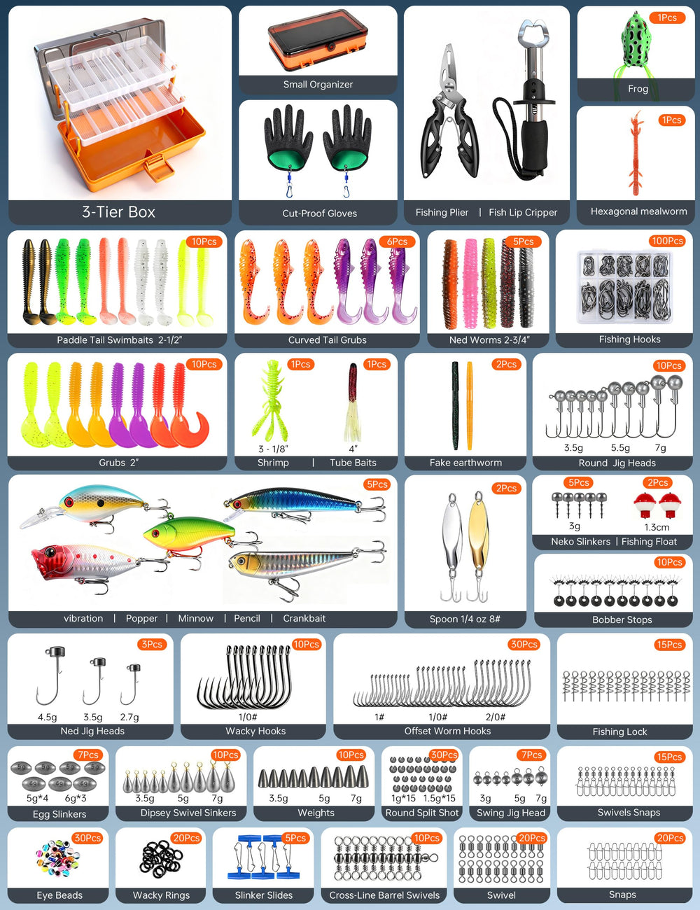 DIGOAKO 417-piece kit ready to fish straight from the box