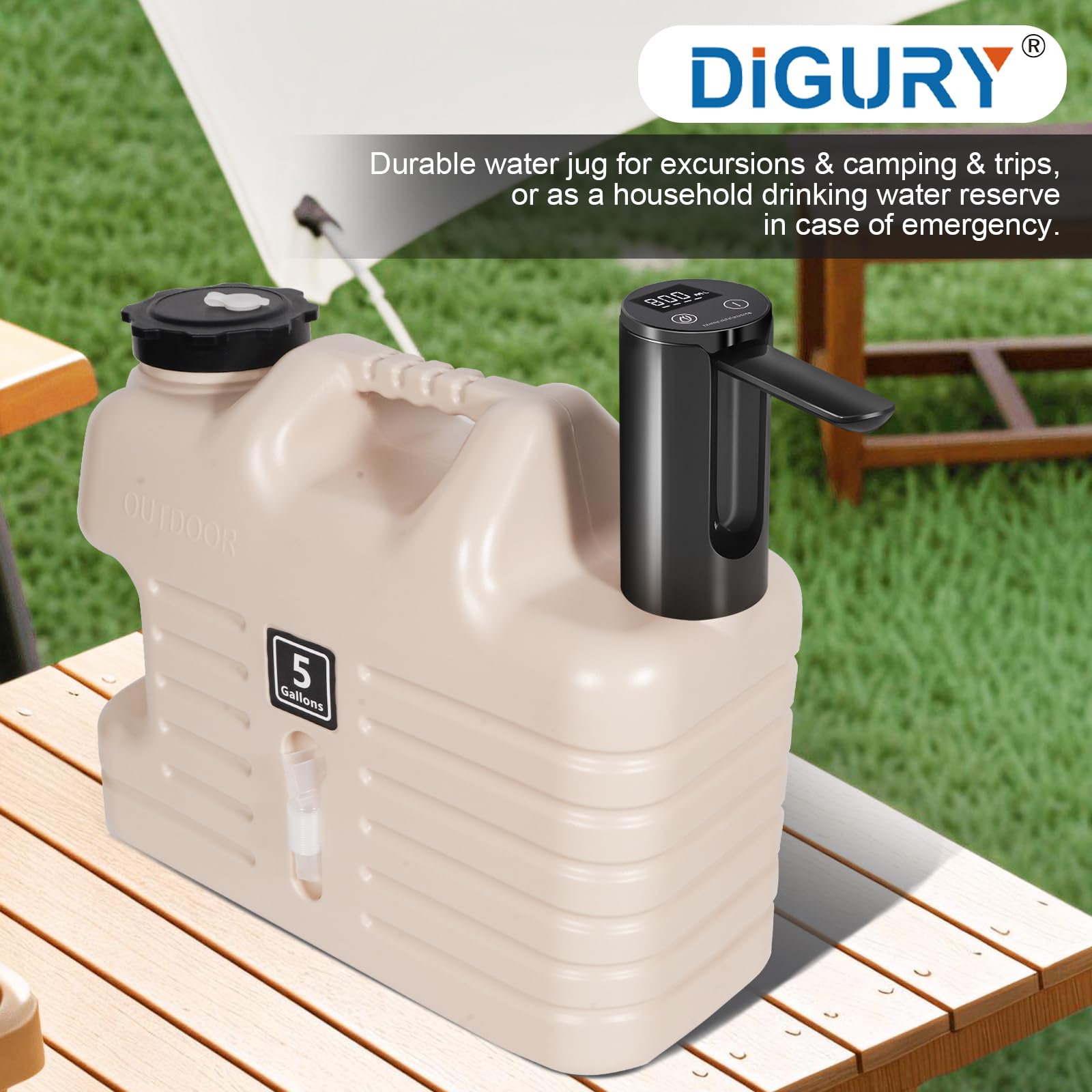 Digury leak-proof design water jug with sealed cap prevents spills.