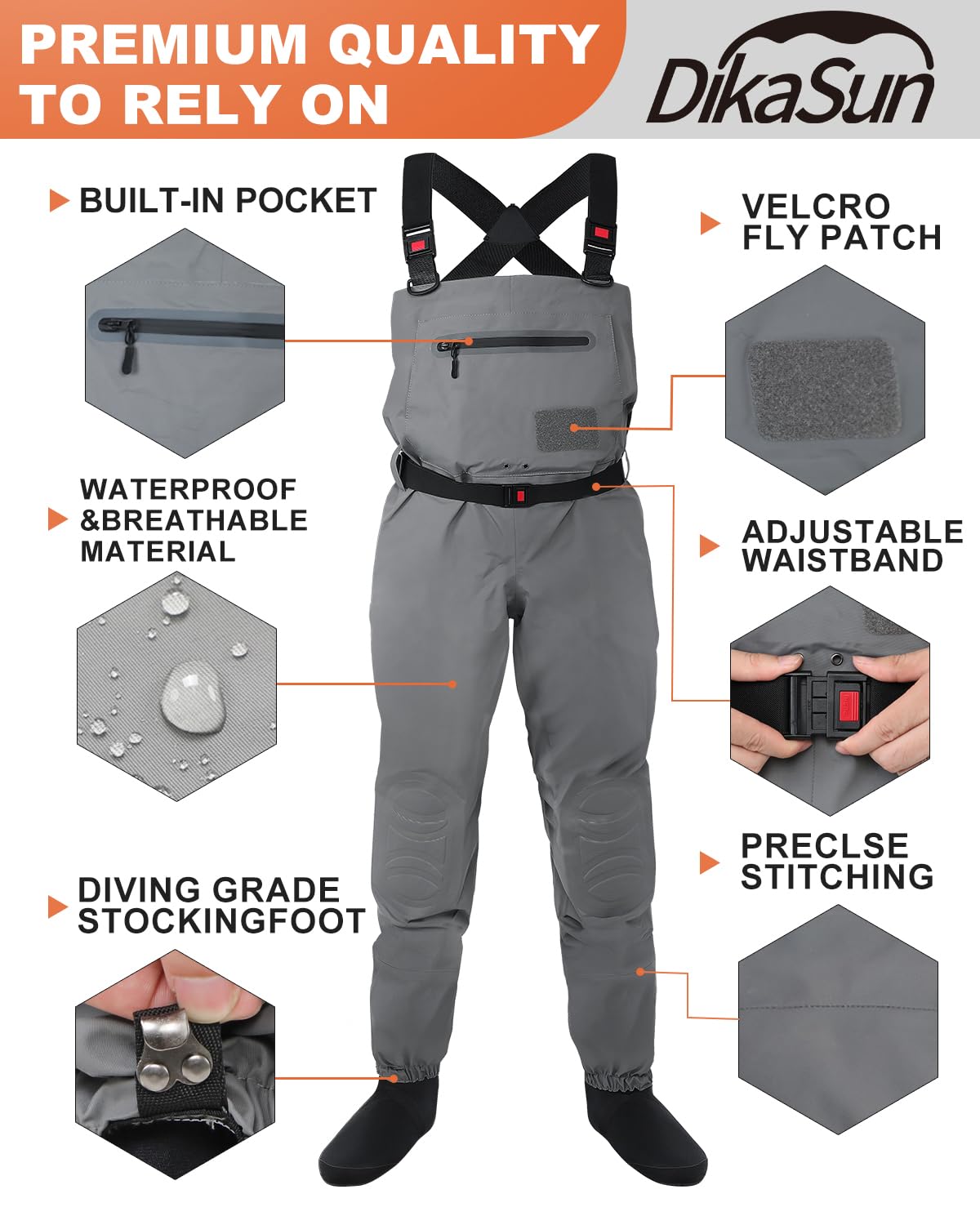 DikaSun breathable waders water-use lightweight design supports easy movement in streams.