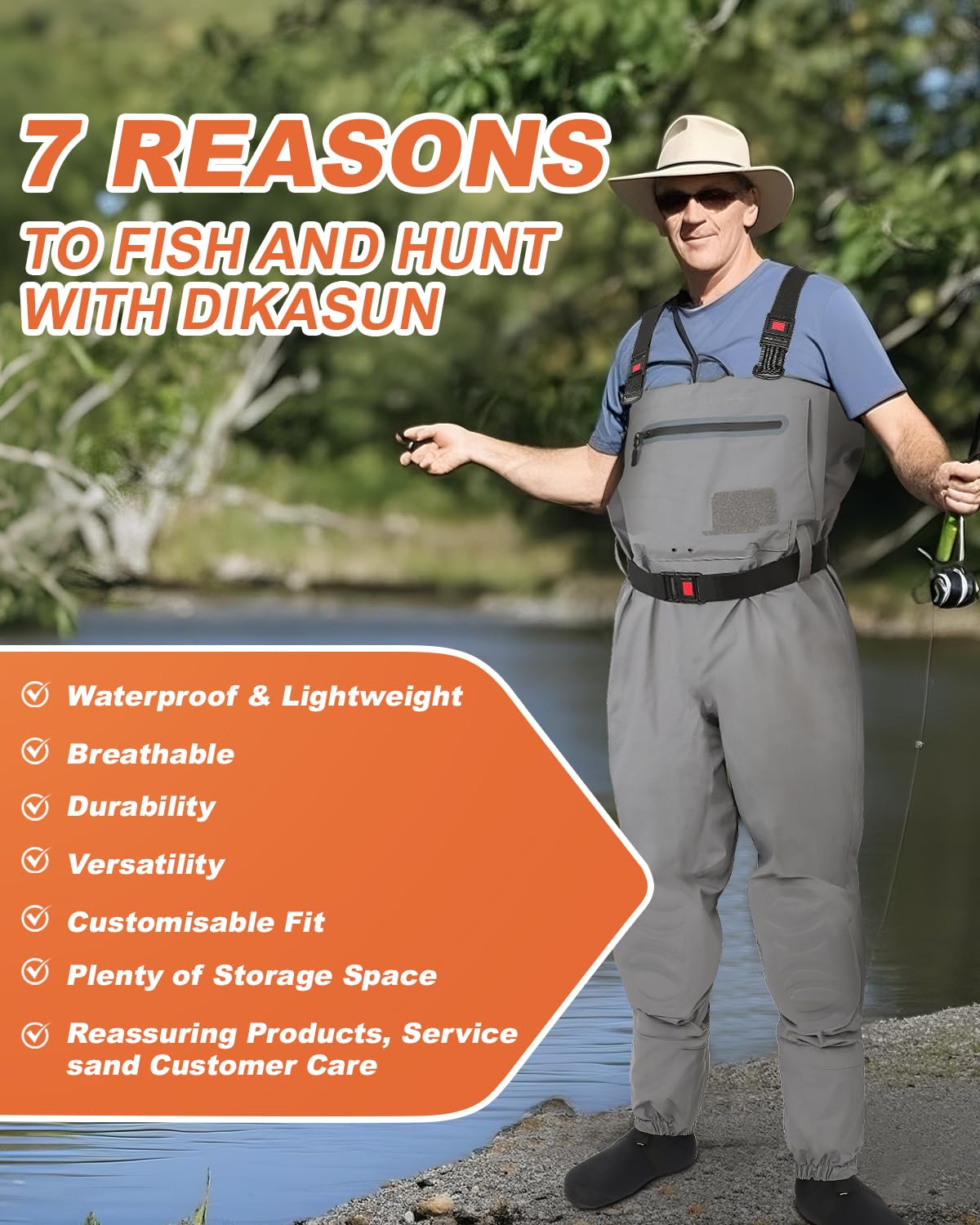 DikaSun size-chart-fit guidance clarifies choosing the right stockingfoot waders.