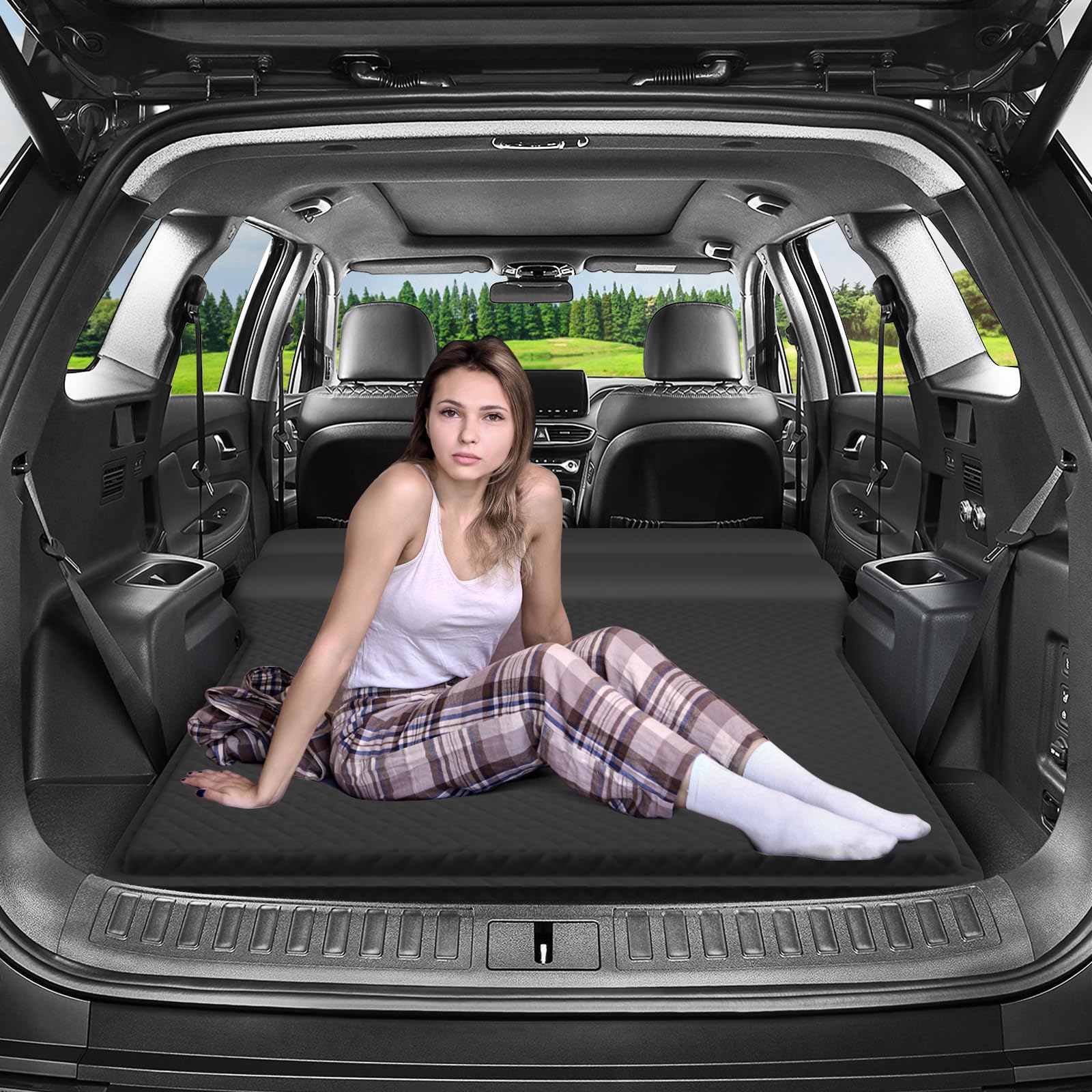 DikaSun SUV air mattress with self-inflating memory foam for quick travel setup.