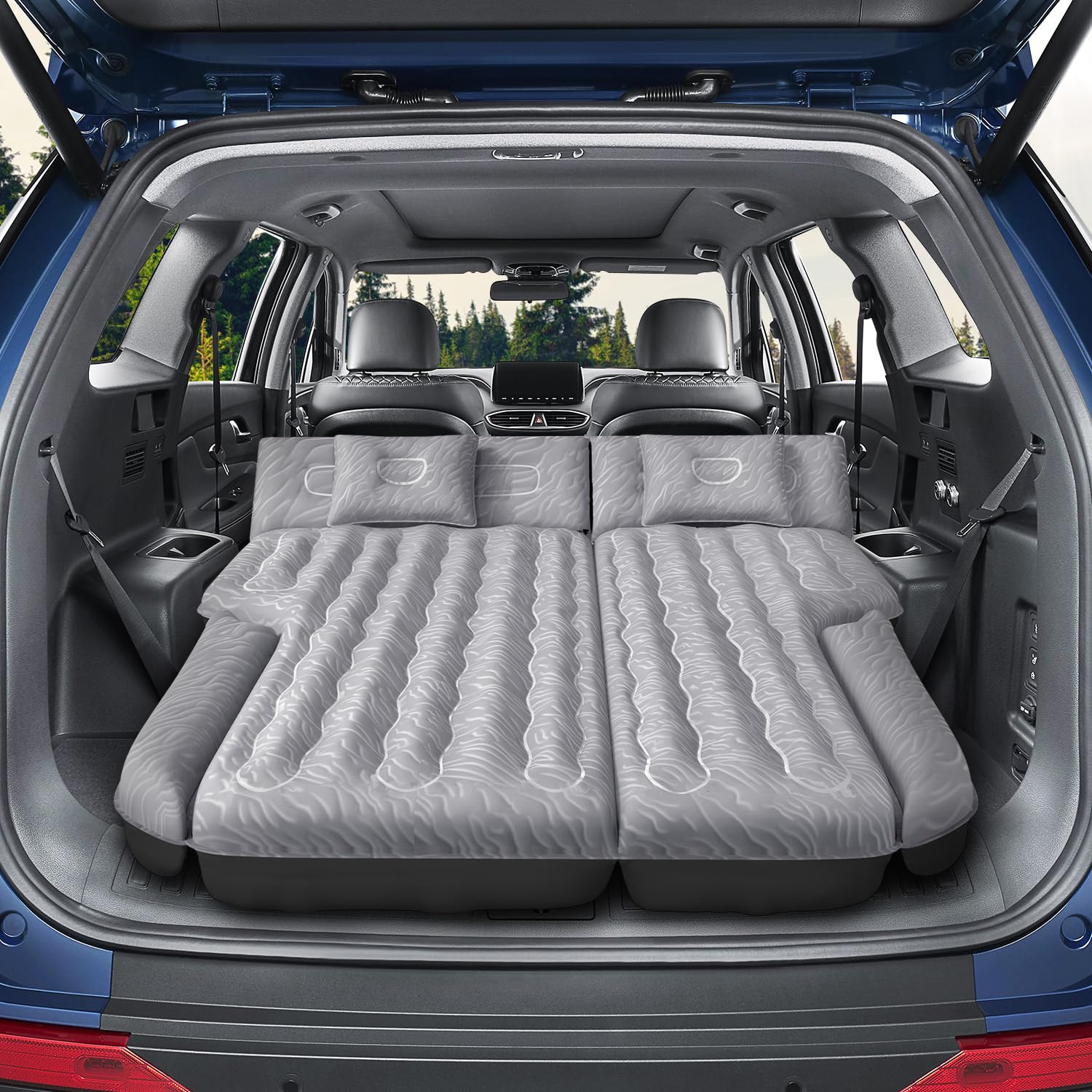 DikaSun SUV inflatable bed front view highlights premium flocking and comfortable sleep on trips.
