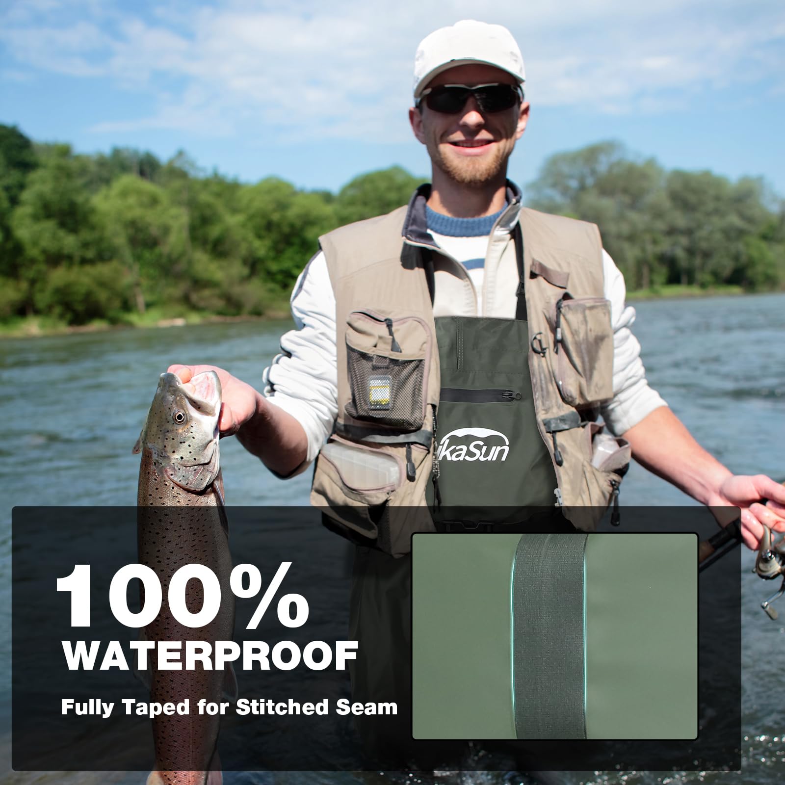 DikaSun waders chest pouch with zippered pocket ideal for tools and small essentials.