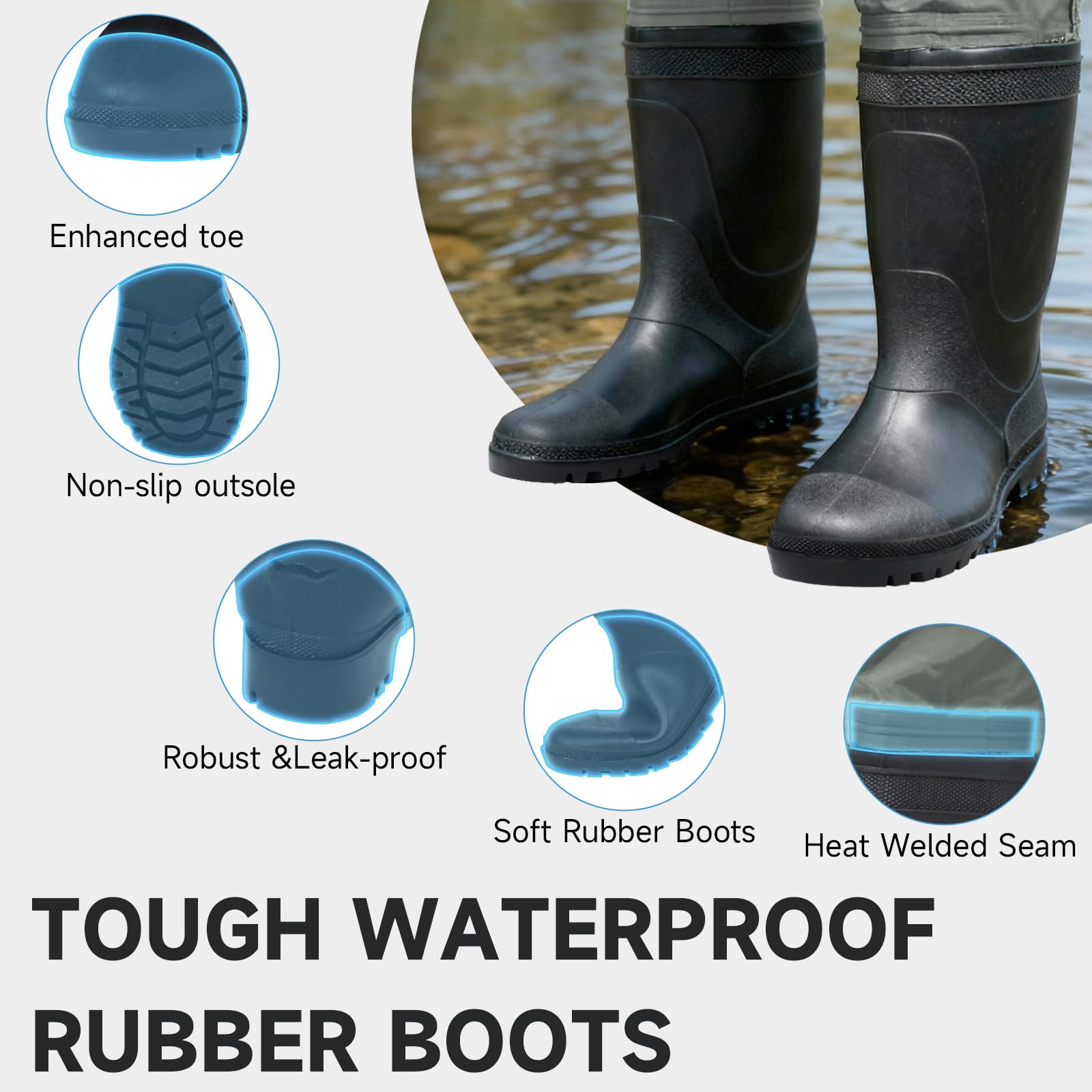 DikaSun waders include D-rings for tool attachment during tasks