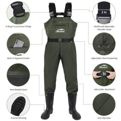 DikaSun waders green back view highlighting seamless waterproof coverage for all-day wear.