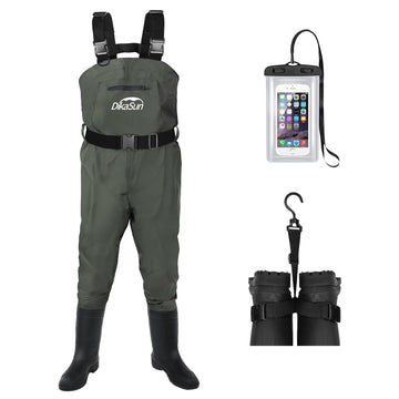 DikaSun Waterproof Waders main shell front view showing dry, full-coverage protection for fishing