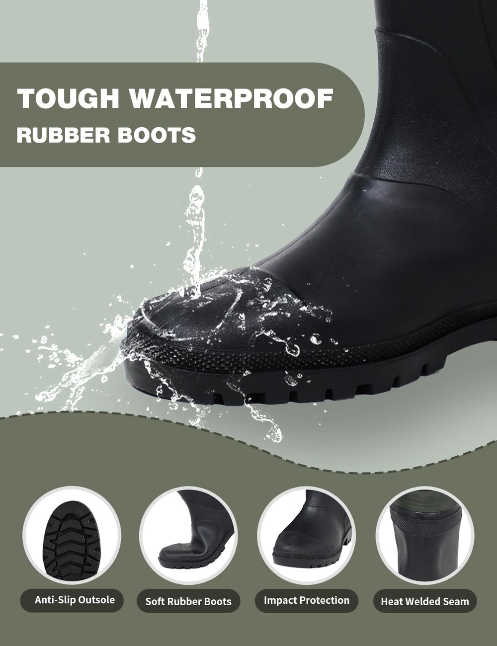 DikaSun waterproof waders non-slip boot soles provide traction on wet surfaces.