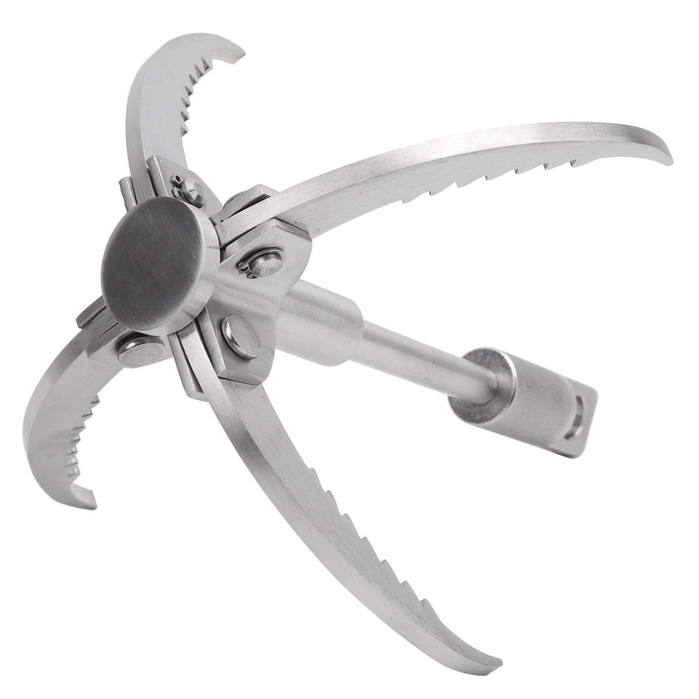 Dilwe grappling hook expanded and ready for use on outdoor climbs.