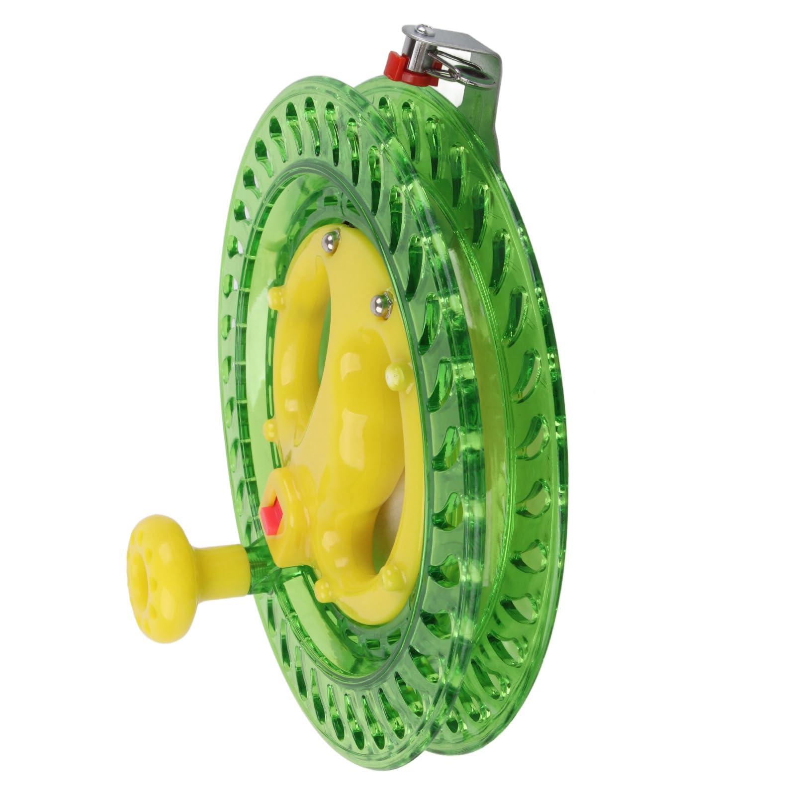Dilwe green fishing line reel compact storage for easy backpack trips.