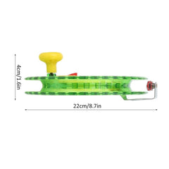 Dilwe green fishing line reel side view highlights large arbor and smooth drag.