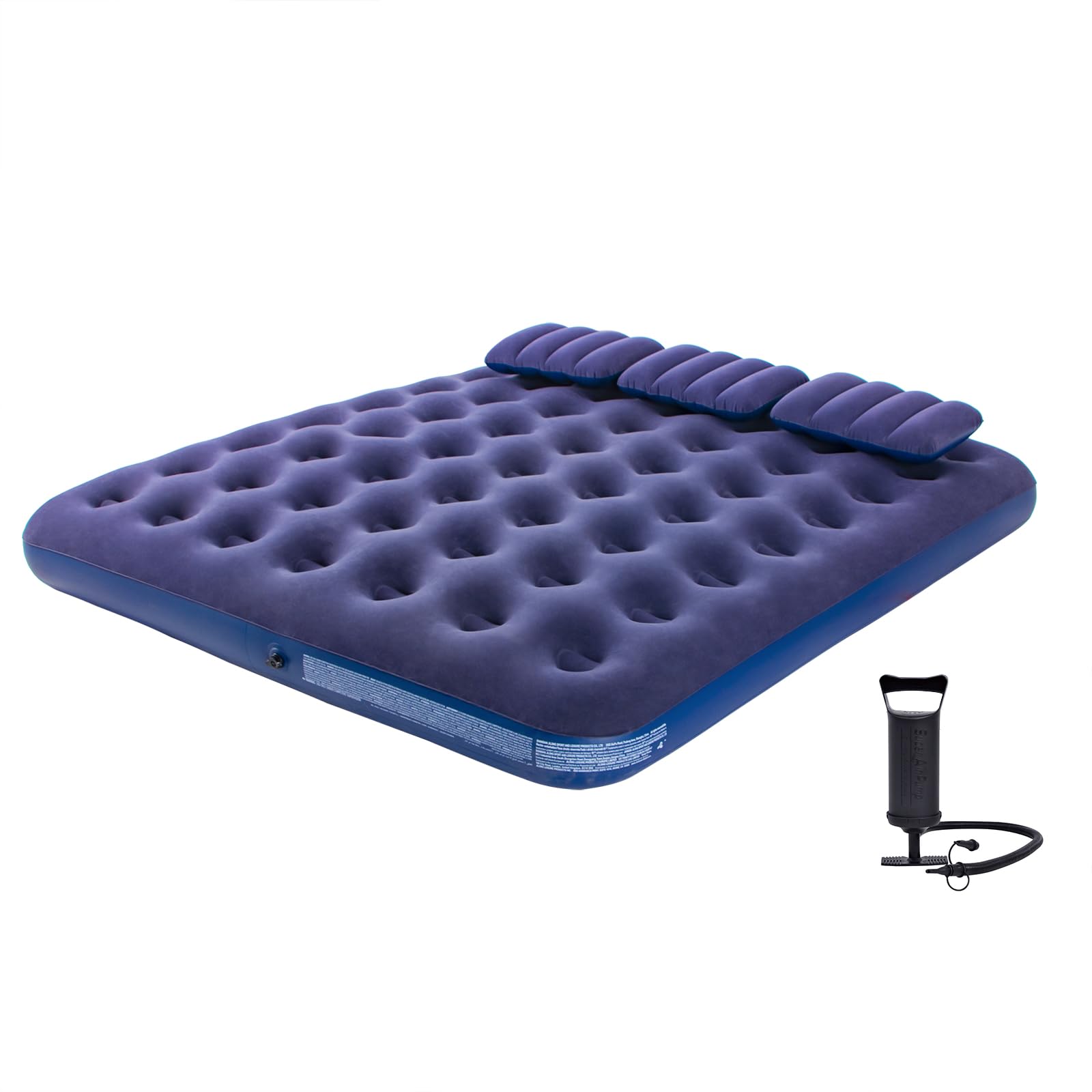 DIMAR GARDEN king-size camping air mattress with pillow for comfortable outdoor sleep.