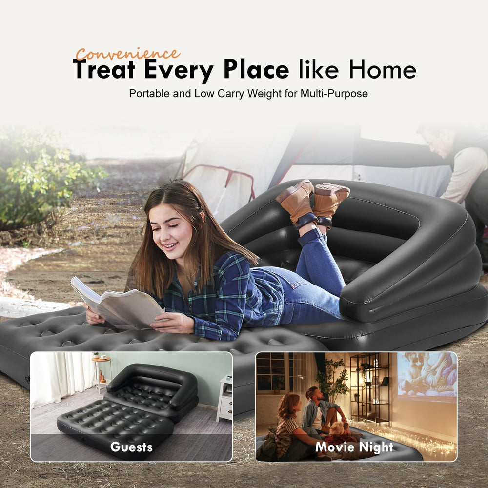 DIMAR GARDEN quick-inflate sofa bed for fast setup anywhere.