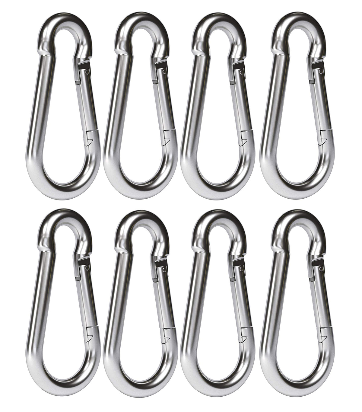 Dimok heavy duty carabiner clip, 4-inch silver, eight-pack, ideal for camping and boating