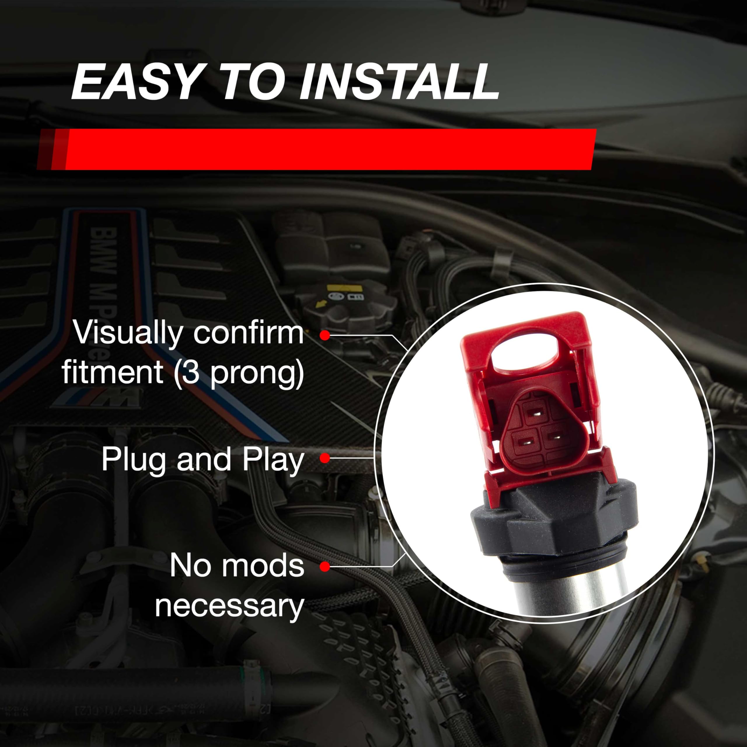 Dinan red D650-0003 coil packaging signaling durable, performance-grade components.
