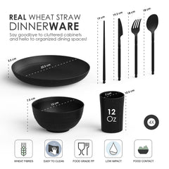 DINETHICS wheat straw dinnerware bowls—unbreakable, microwave-safe for everyday family meals.