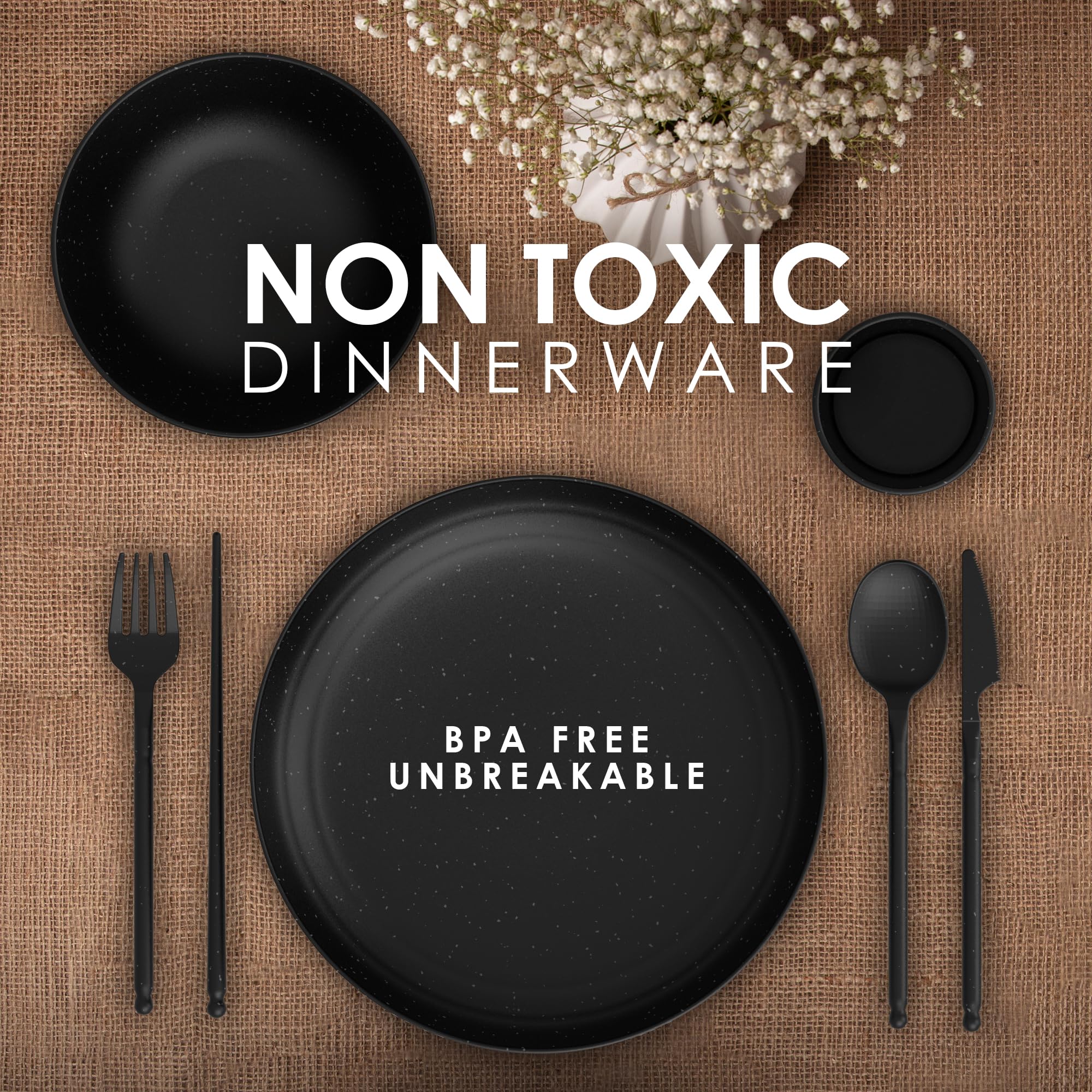 DINETHICS wheat straw dinnerware—BPA-free, kid-friendly for safe family meals.